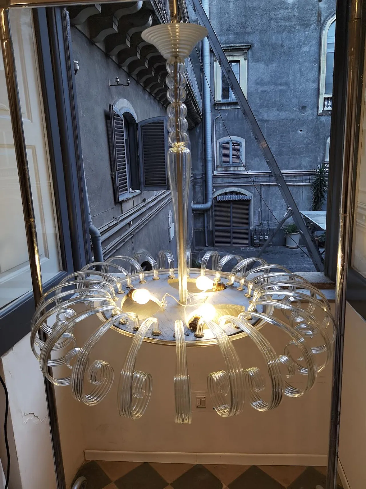 Lampadario Art Deco in Vetro di Murano, anni '50 3