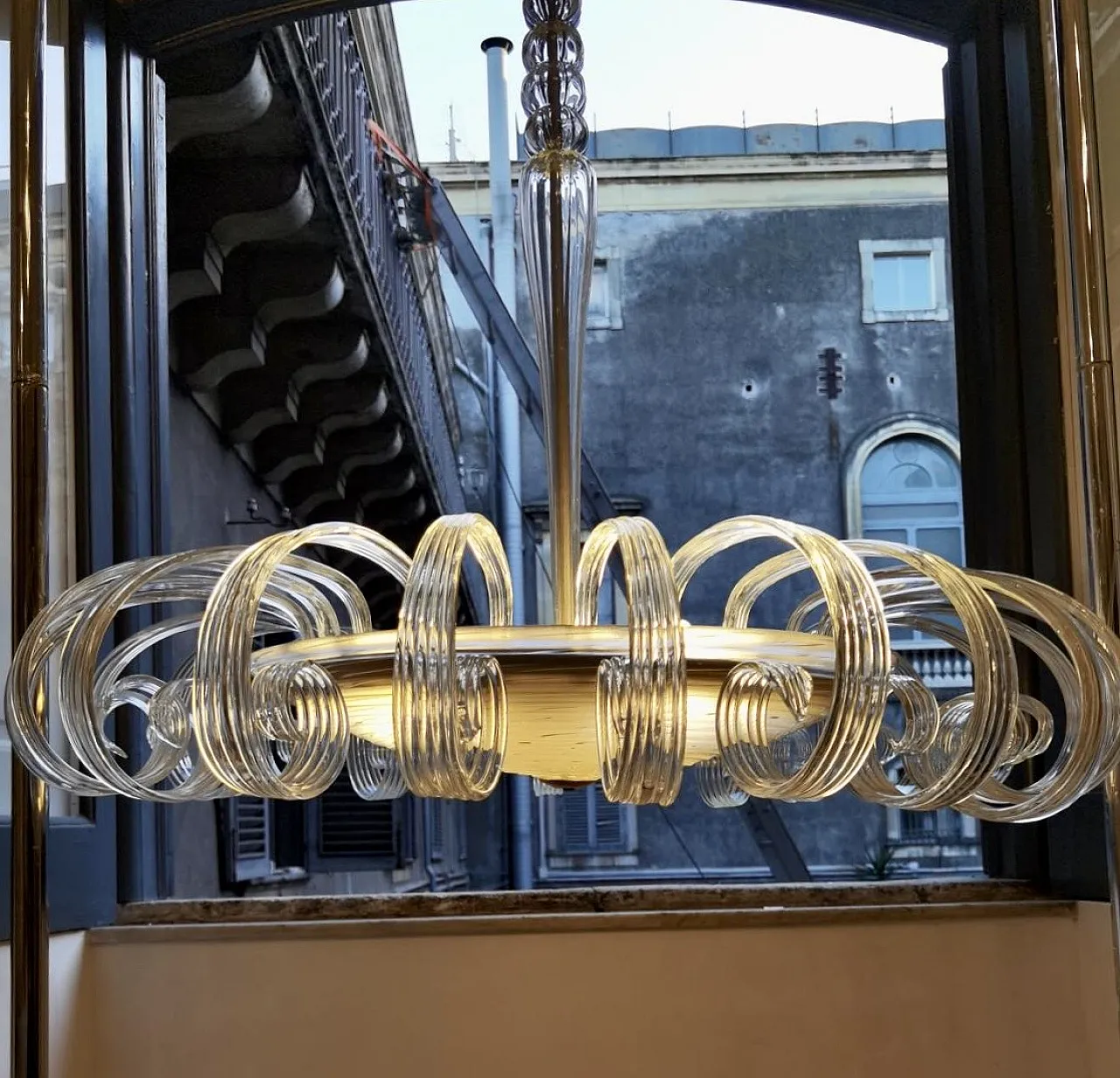 Lampadario Art Deco in Vetro di Murano, anni '50 9