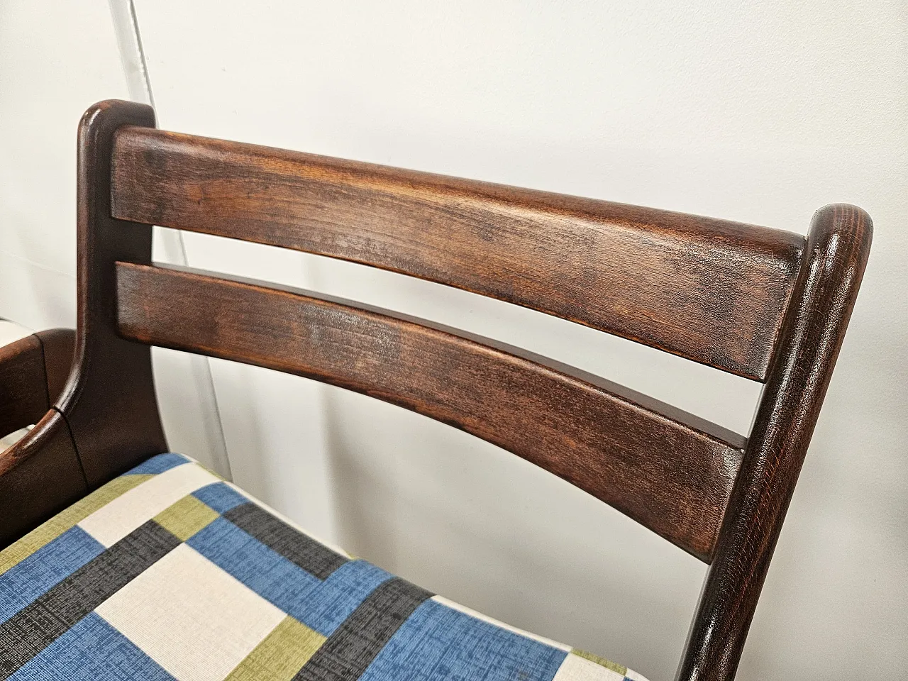 4 chairs for dining room in beech and space age fabric, 1970s 4