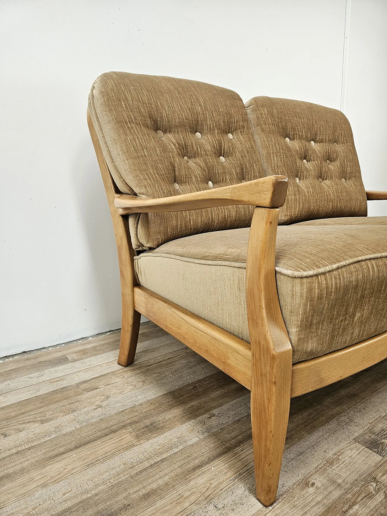 Pair of  sofa in beech, 70s 1