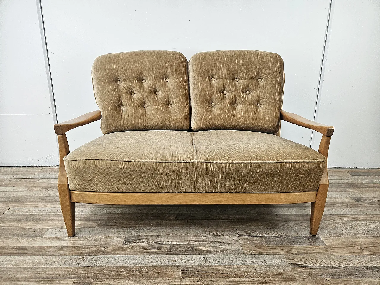 Pair of  sofa in beech, 70s 2