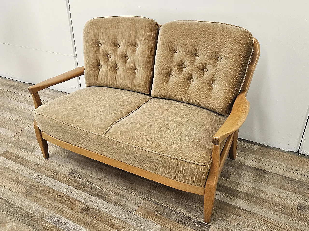 Pair of  sofa in beech, 70s 3