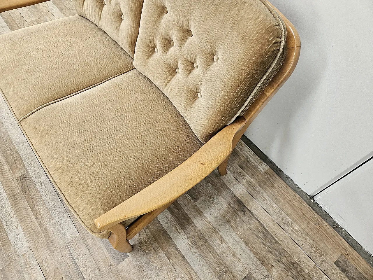 Pair of  sofa in beech, 70s 4