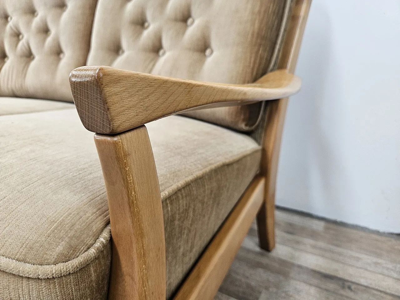 Pair of  sofa in beech, 70s 7