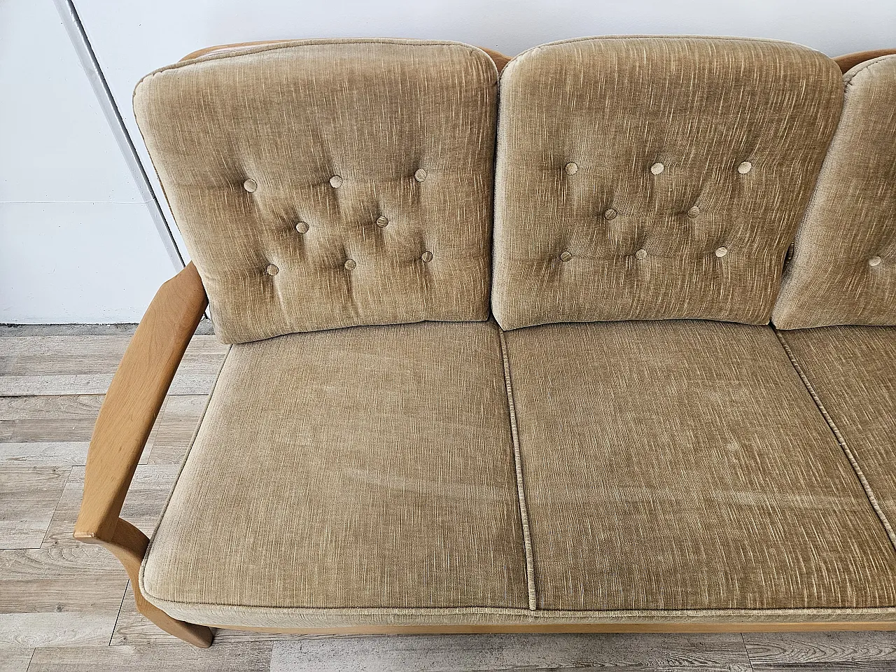 Three-seater sofa in beech, 70s 8