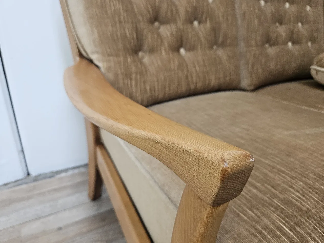 Three-seater sofa in beech, 70s 13