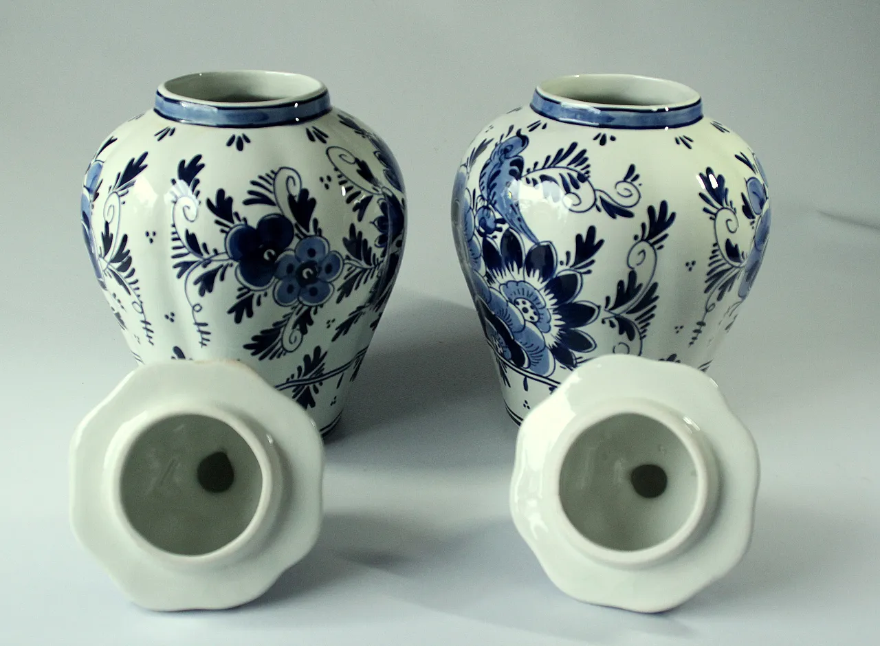 Coppia di 2 vasi Delft coperti, anni '70 5