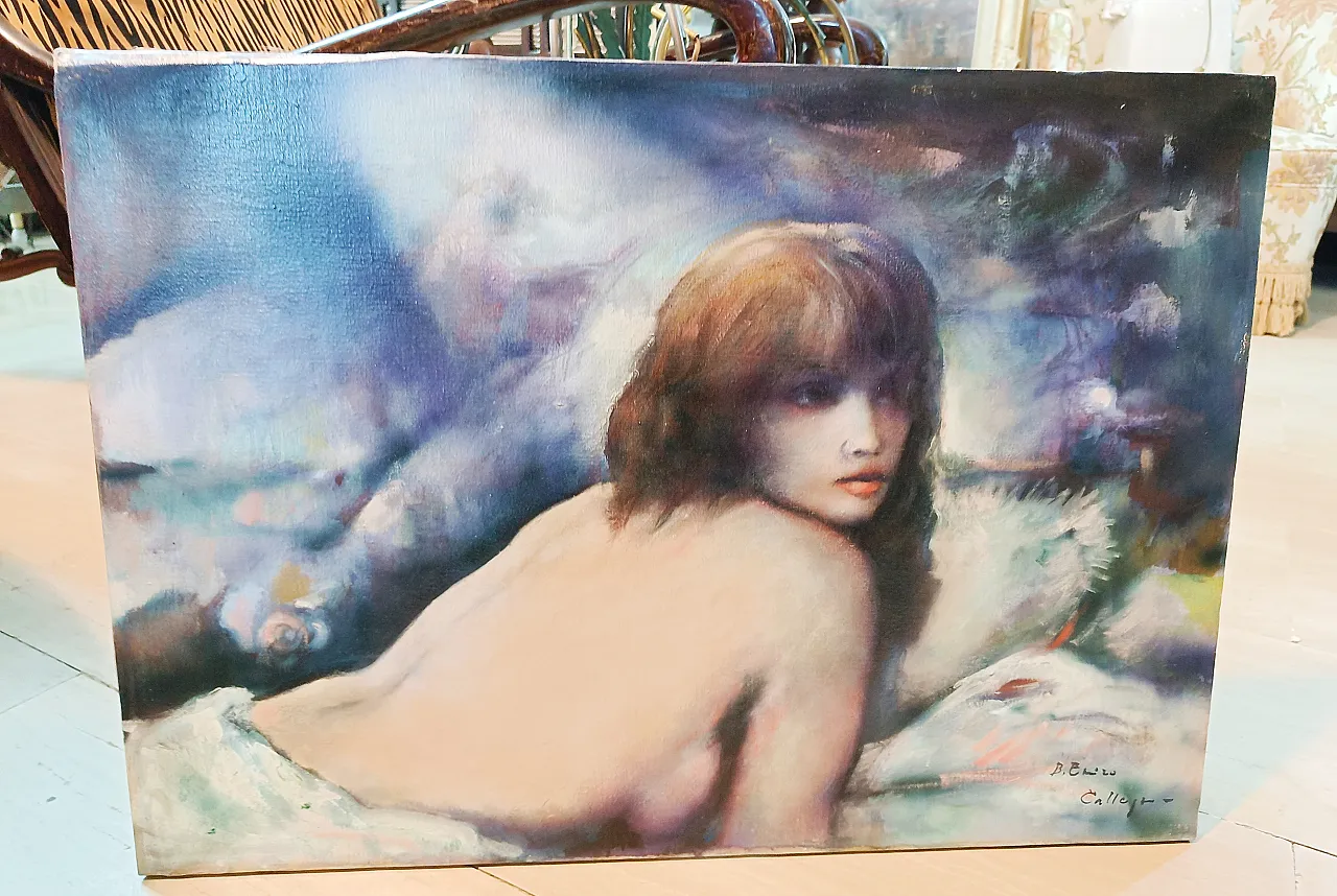 Antico ritratto di figura femminile olio su tela 2