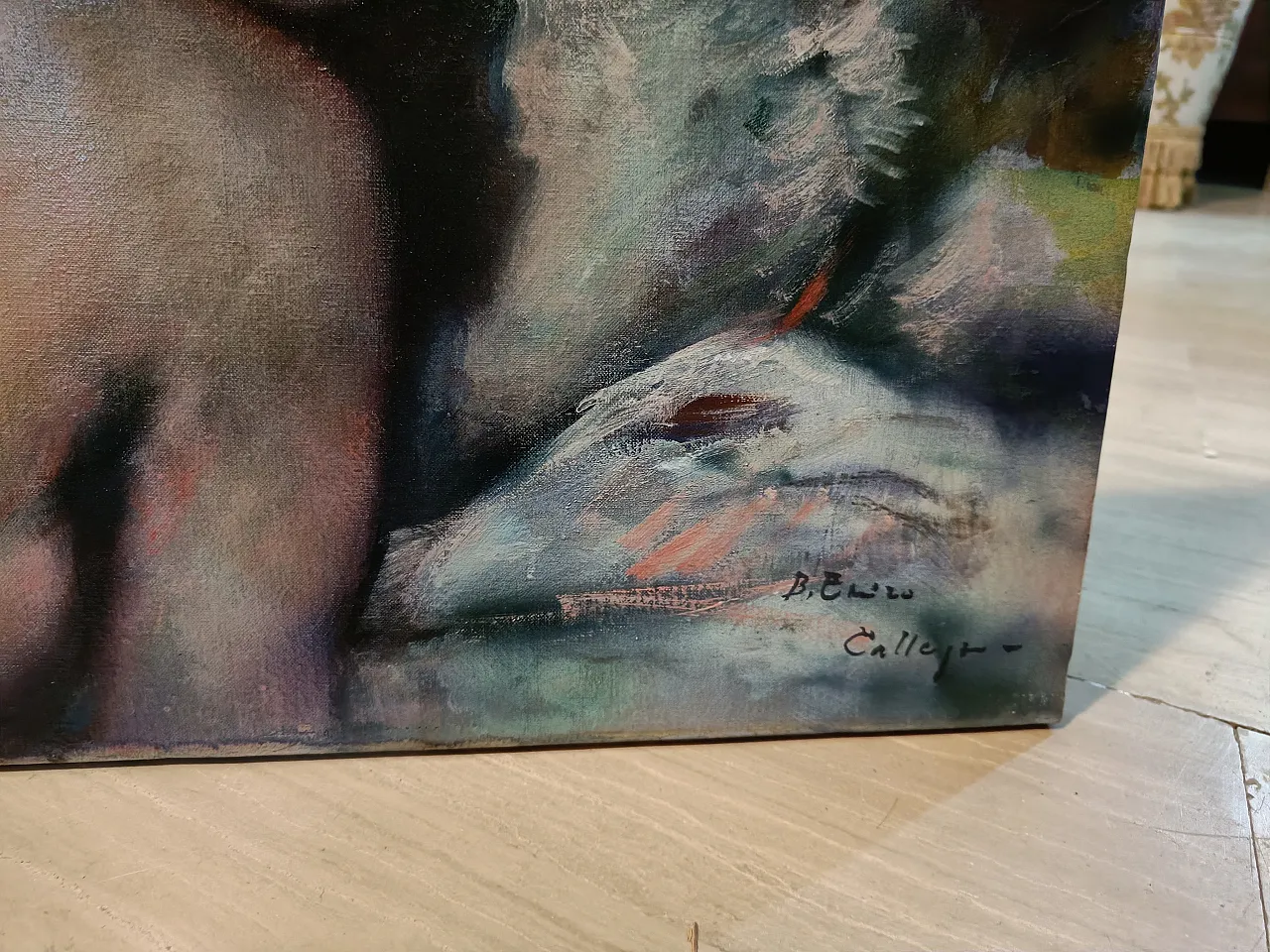 Antico ritratto di figura femminile olio su tela 4