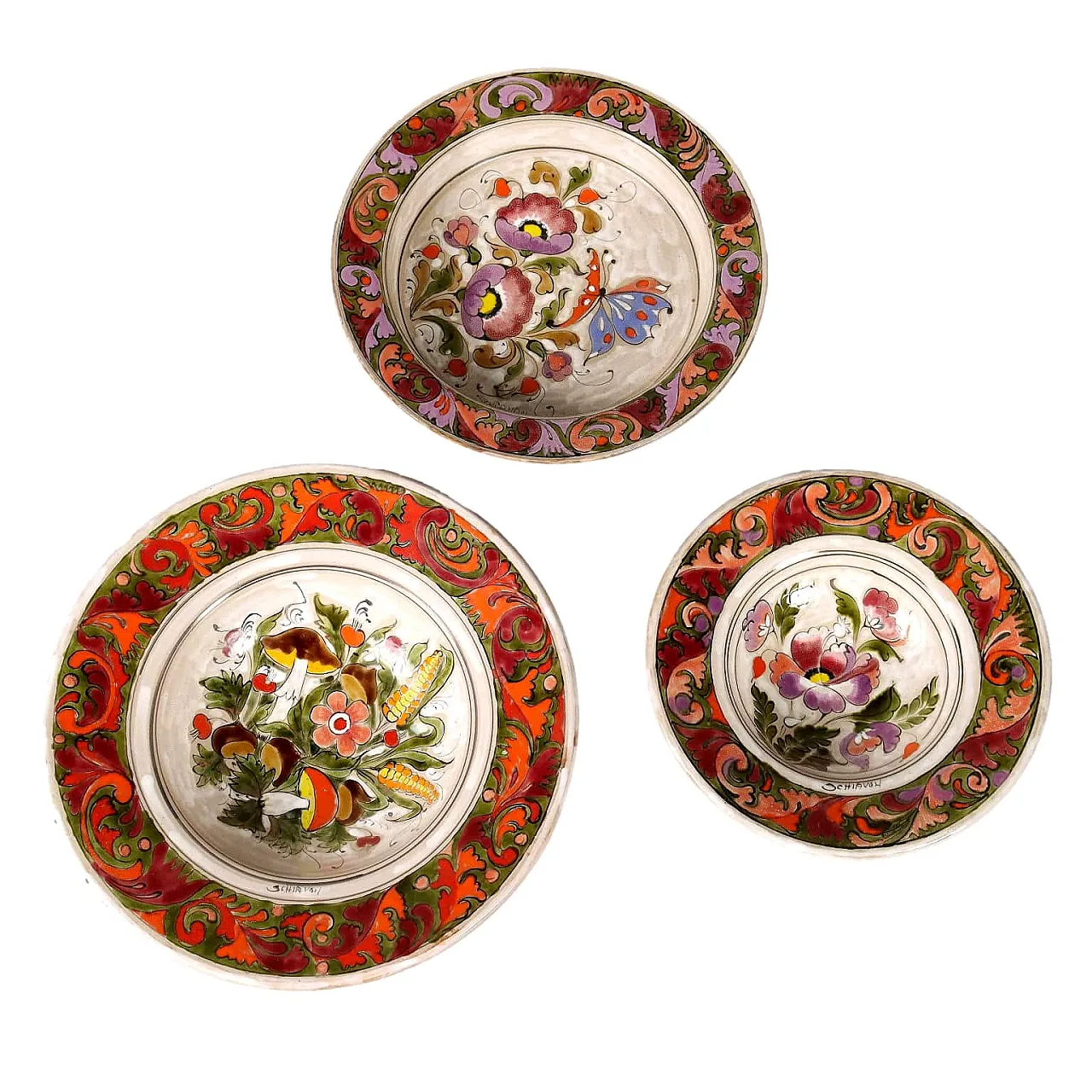 Group of Antique Bowls Man. Schiavon Ceramic Italy XX Century 1