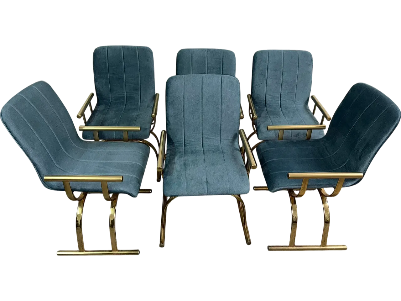 6 sedie blu, anni '70 9