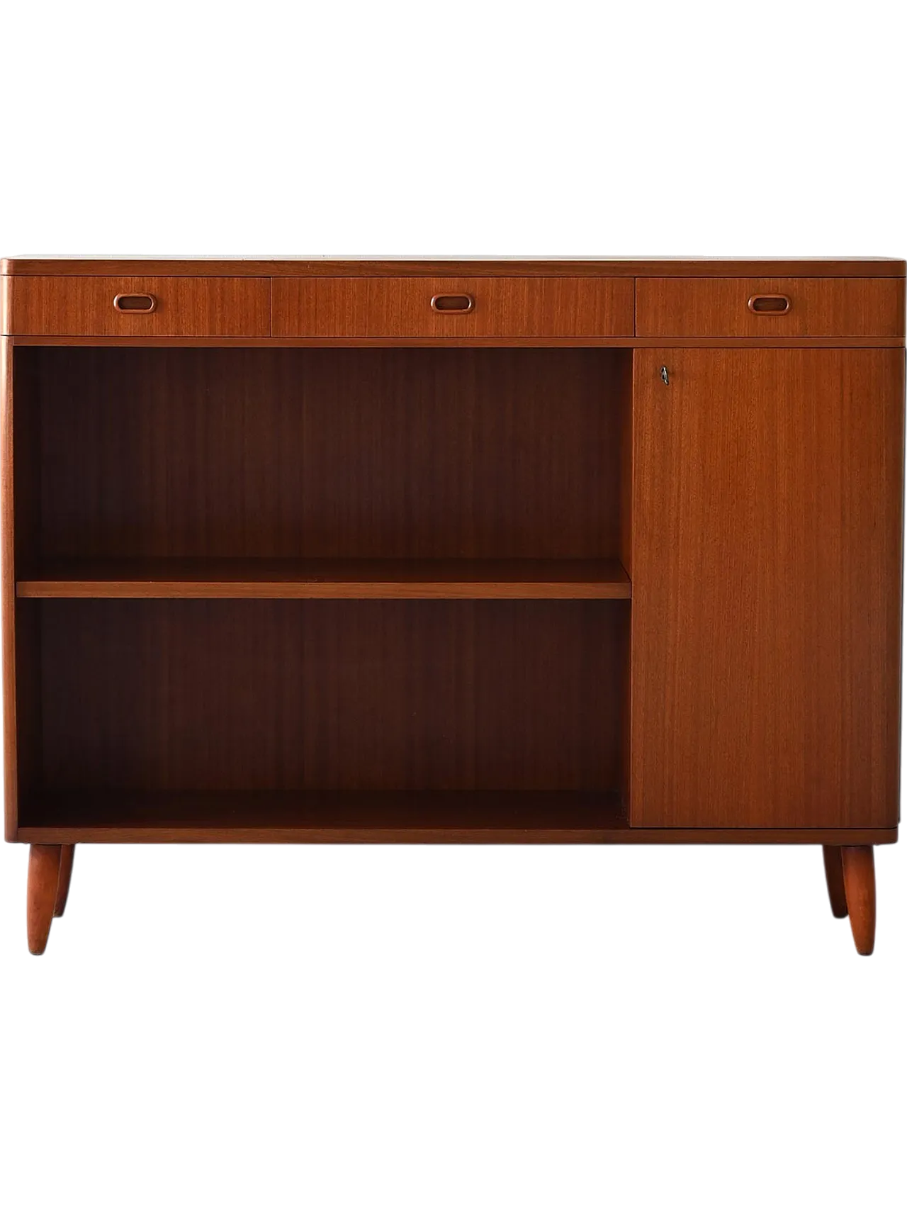 Scandinavian Highboard in Teak with swing door, 50s 10