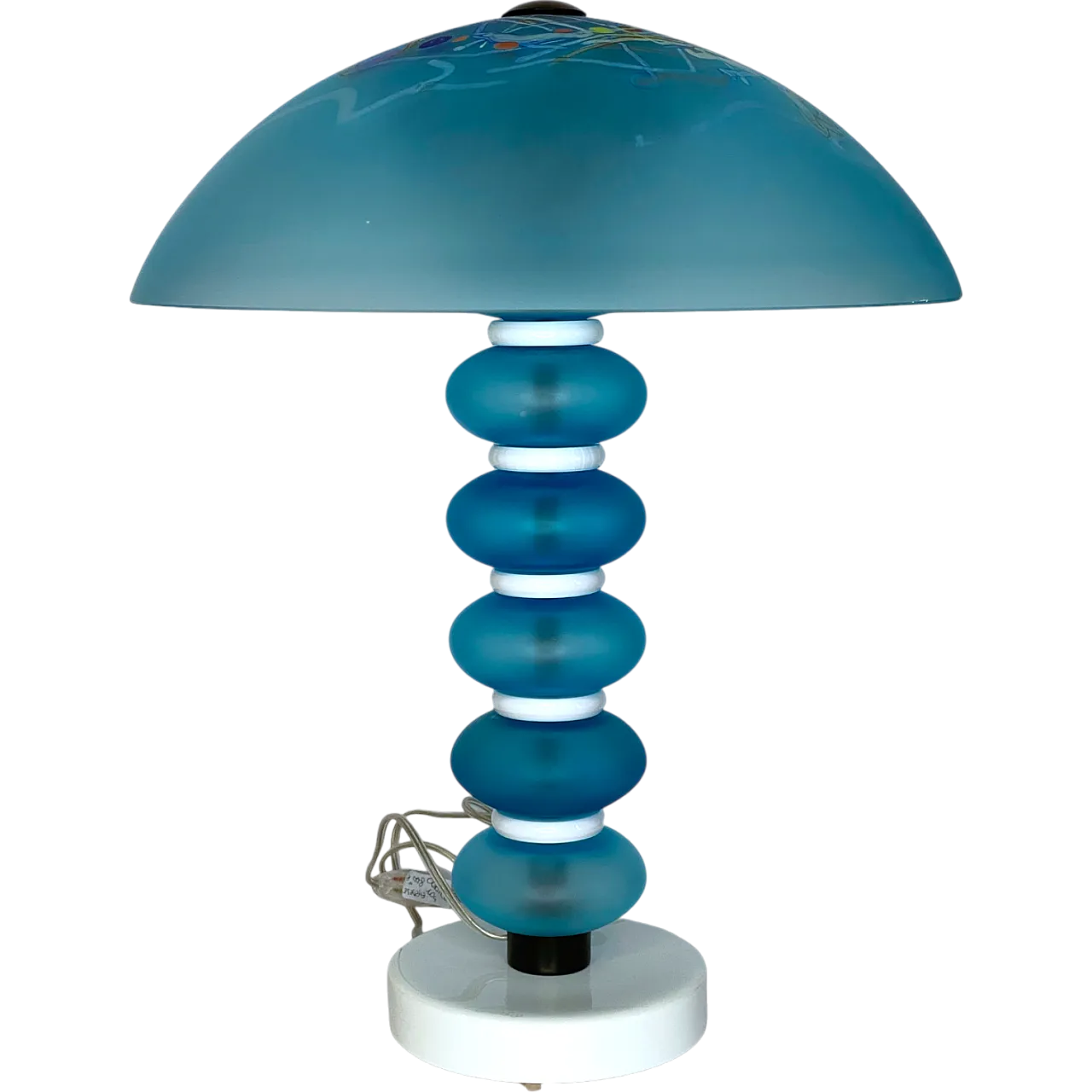 Blue decorated glass table lamps by Cenedese, 90s 8
