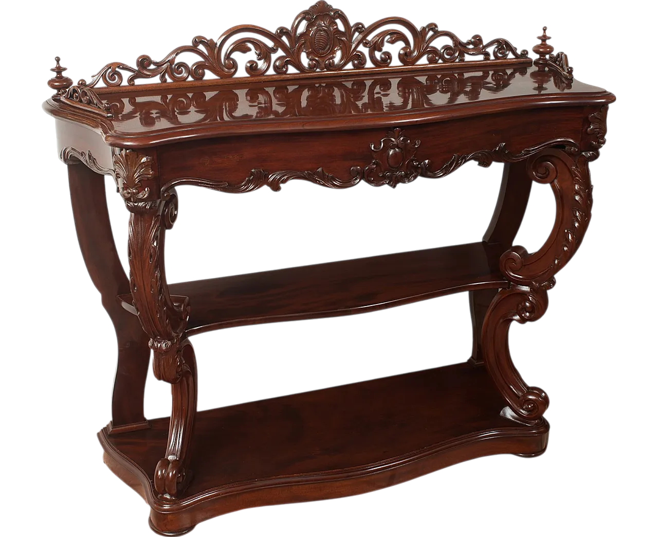 Console Luigi Filippo French in mahogany feather, 19th century 5