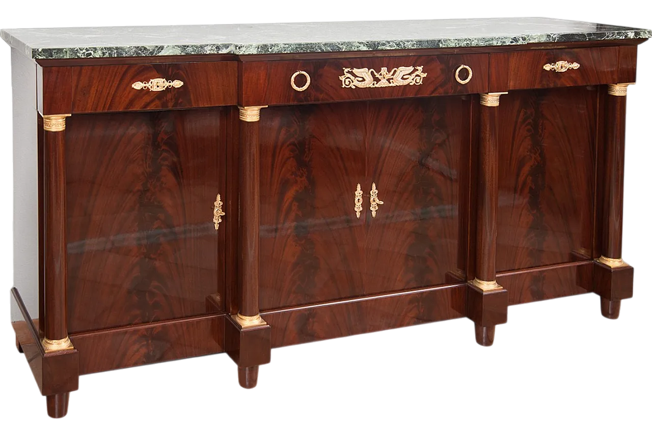 Sideboard French empire style in mahogany feather, 19th century 7