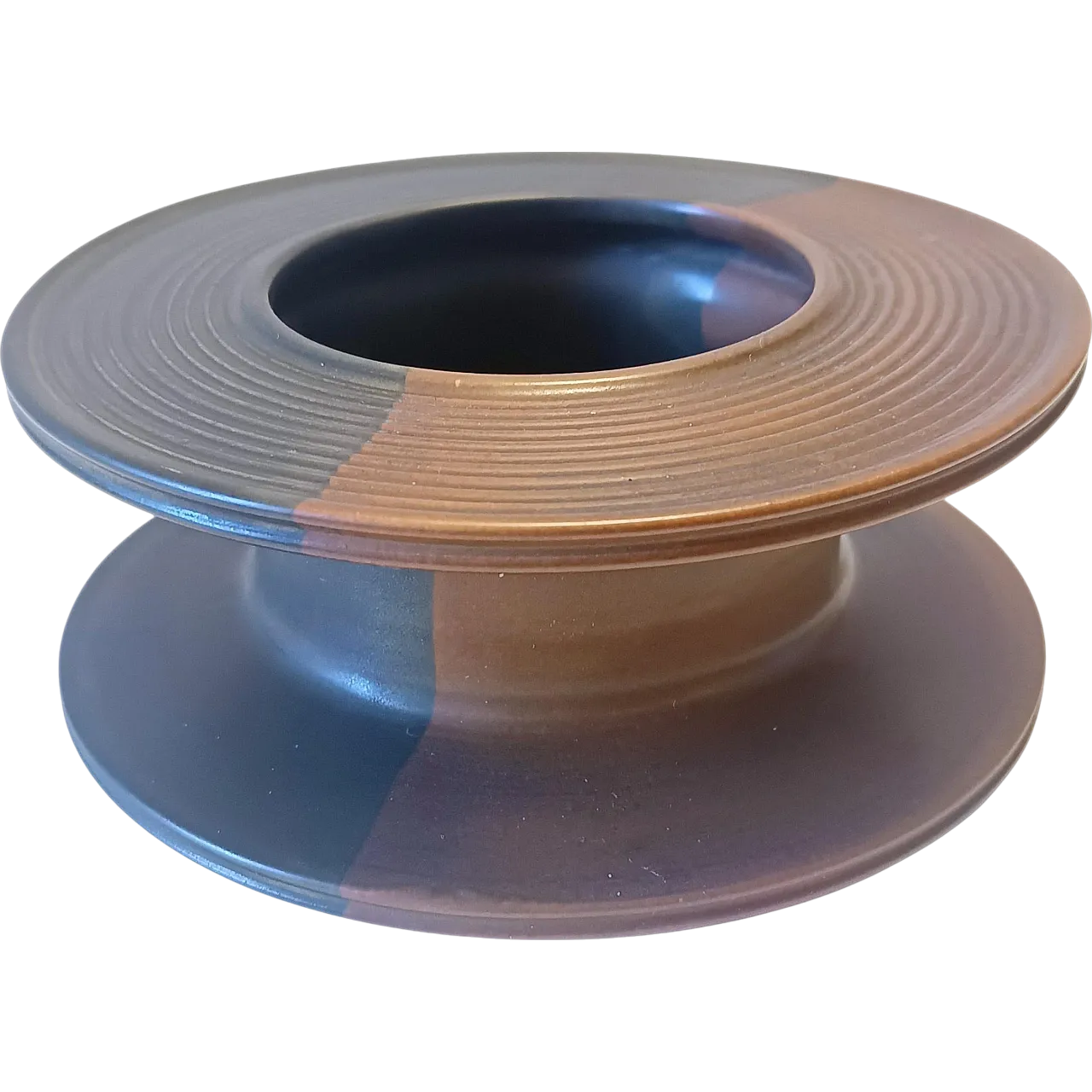 Black and Brown Hand-Painted Ceramic Piece by Franco Bucci, 70s 16