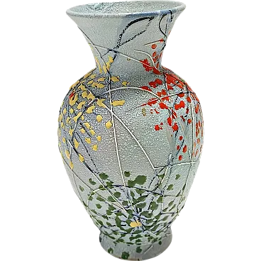 Handcrafted and Hand-painted Multicolored Ceramic Vase by Fanciullacci, Italy