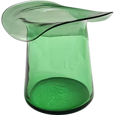 Cylindrical Green Hand-Blown Glass Vase, Empoli, Italy