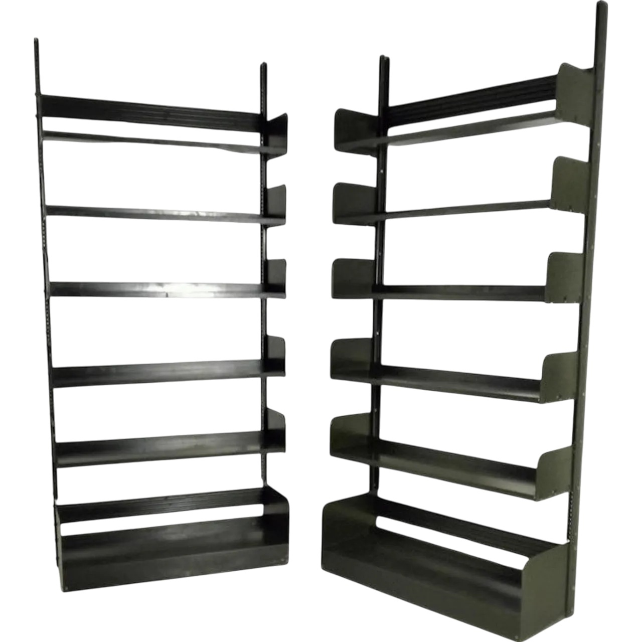 Pair of "Congress" Olive Green Metal Bookcases by Lips Vago, 70s 14