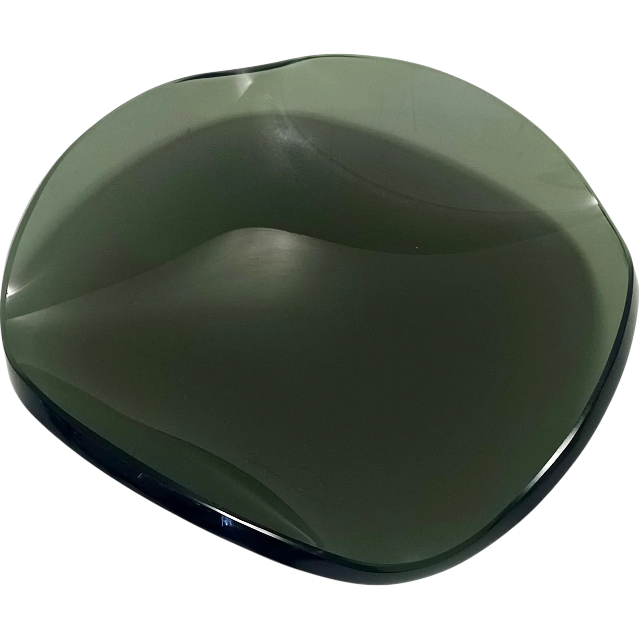 Thick Dark Green Glass Centerpiece in Fontana Arte style, 60s 10