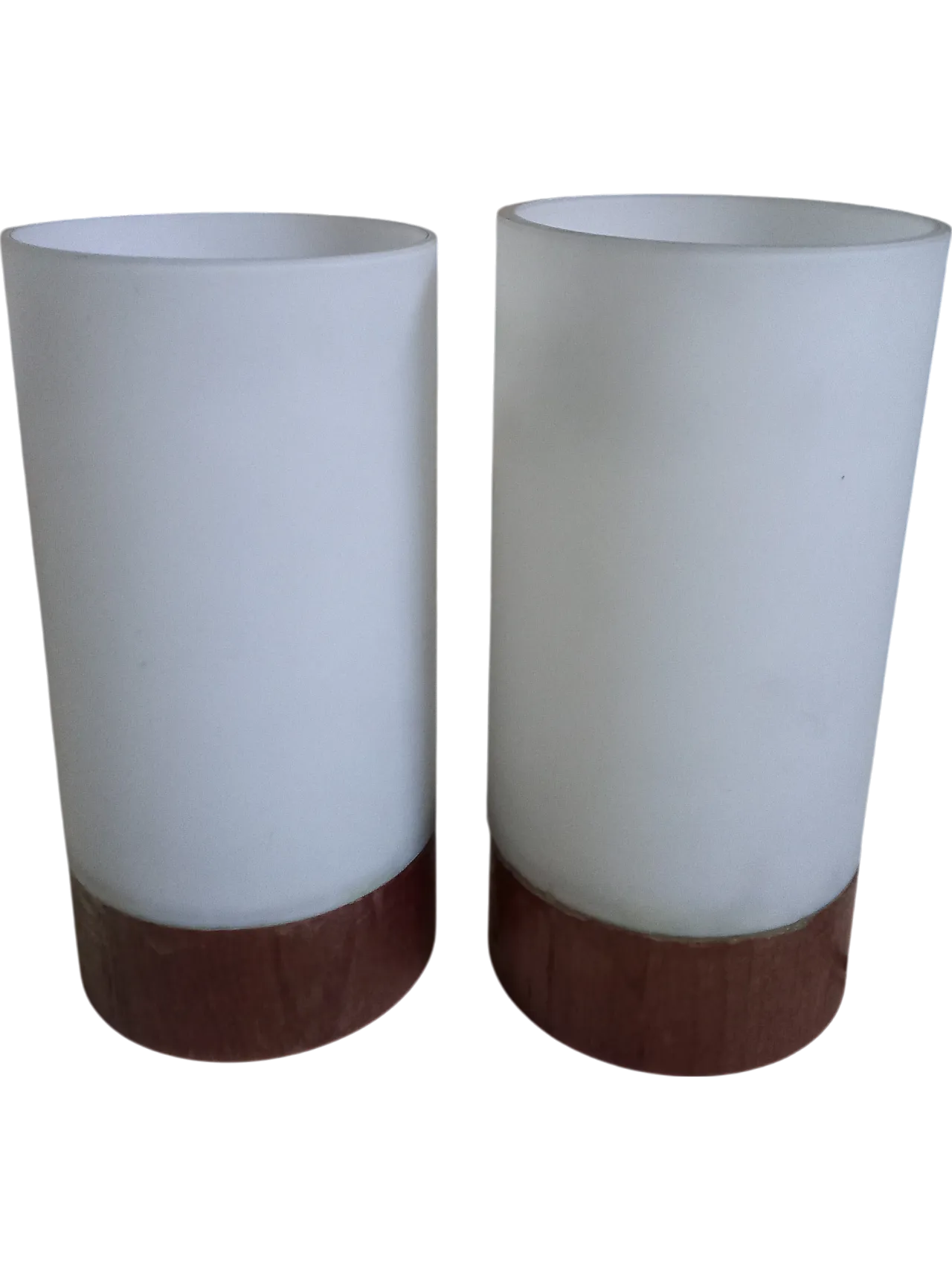 Pair of Scandinavian Teak and glass lamps, 70s 10