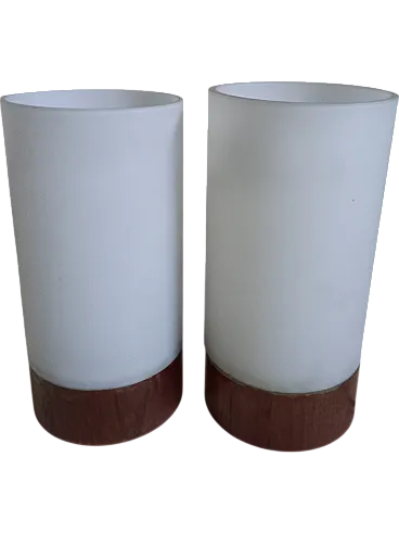 Pair of Scandinavian Teak and glass lamps, 70s