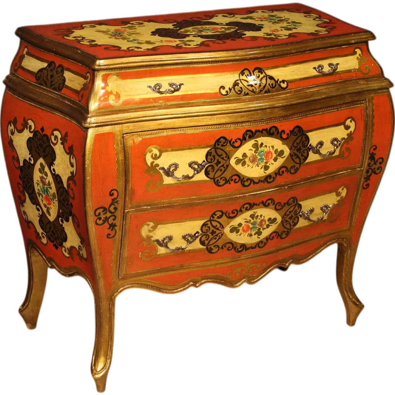 Red lacquered dresser in Tuscan style, 20th century 13