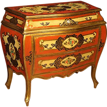Red lacquered dresser in Tuscan style, 20th century