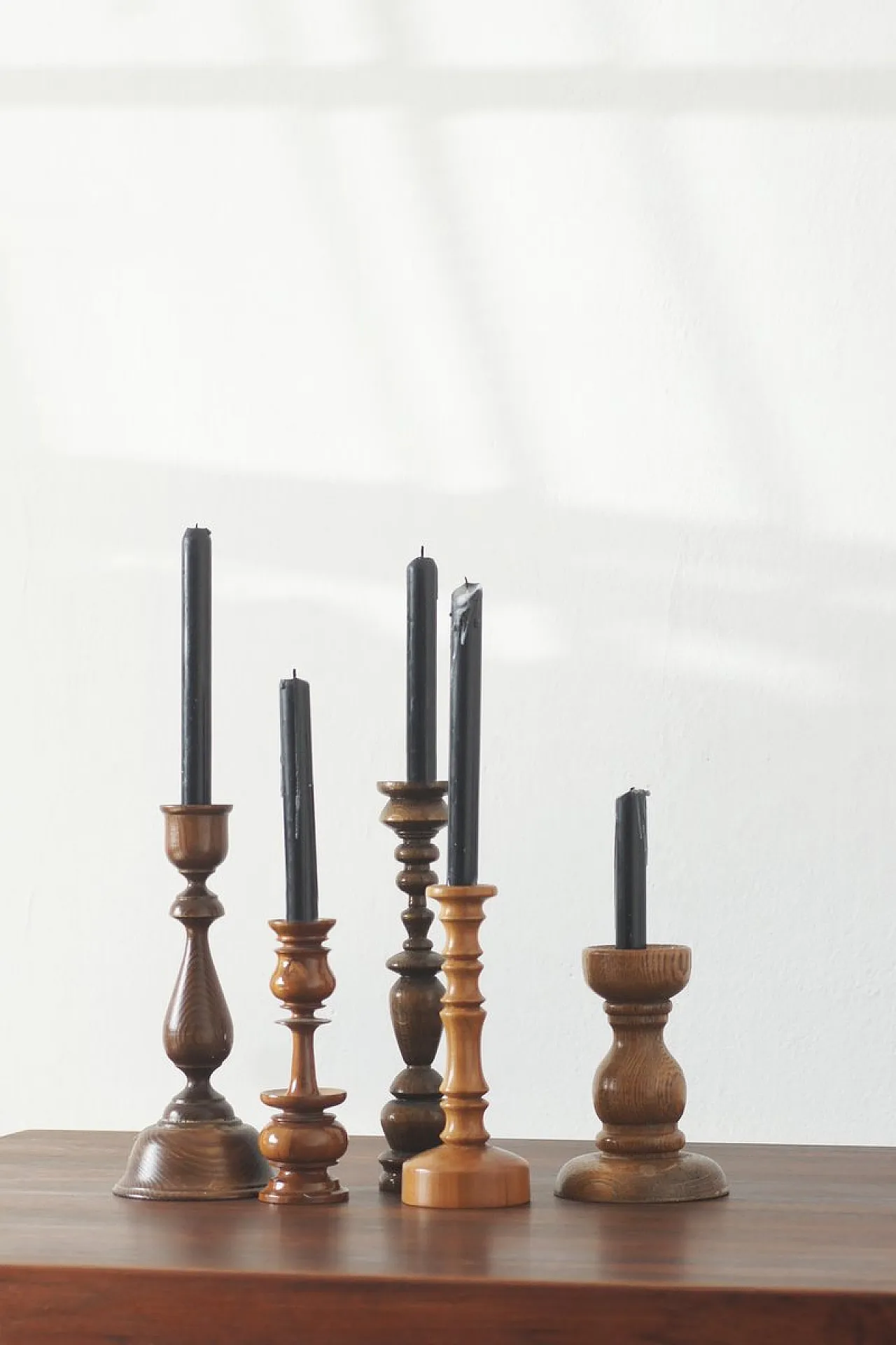 5 Wooden candleholders, 1970s 2