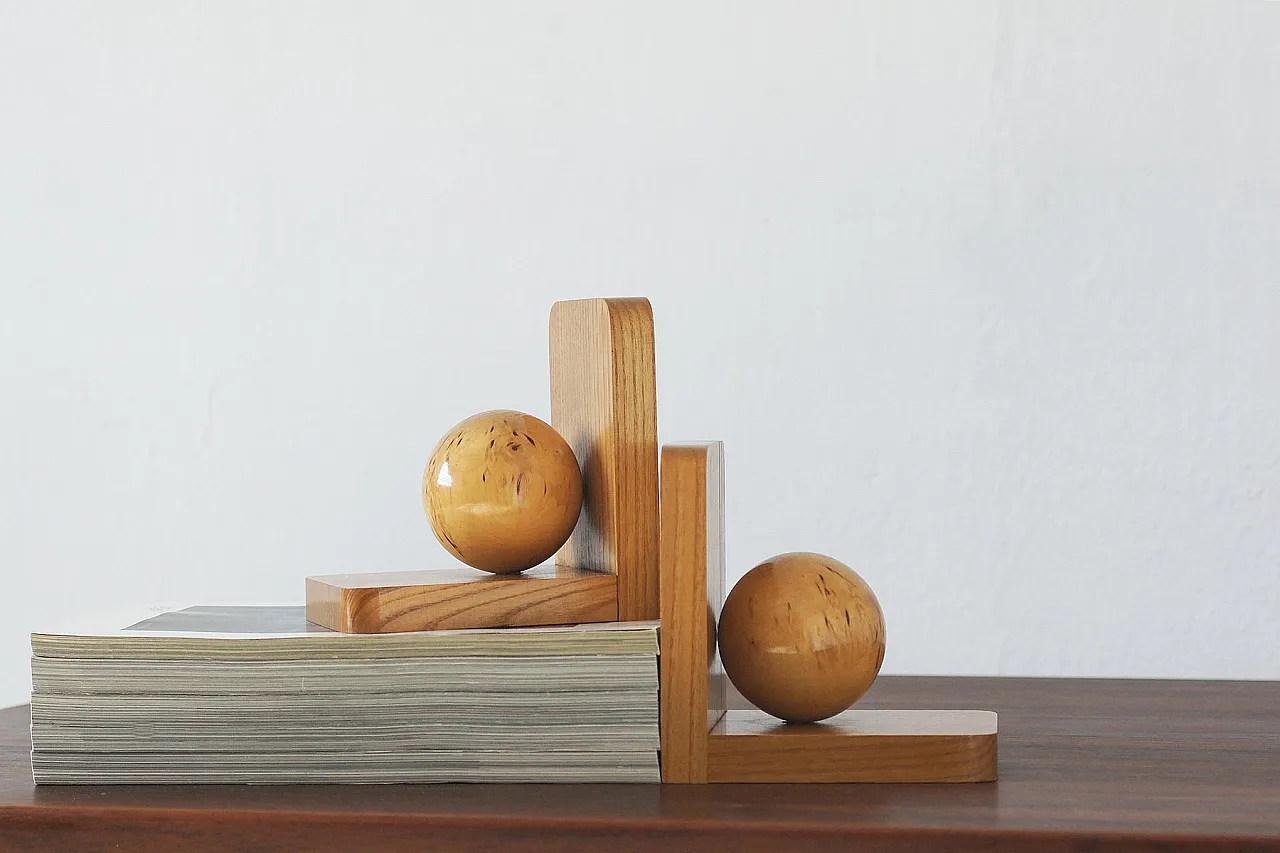 Coppia di fermalibri Mid-Century in legno, anni '30 3