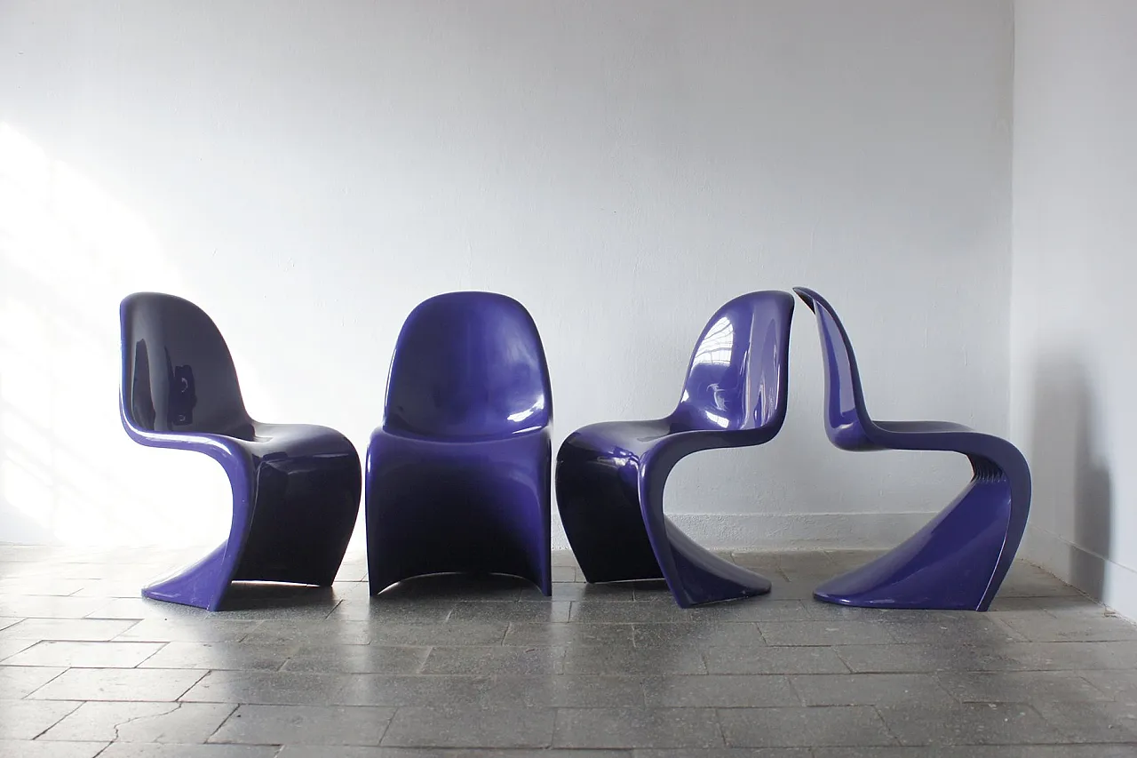 4 Sedie Panton di Verner Panton per Herman Miller/Felhbaum, anni '70 2