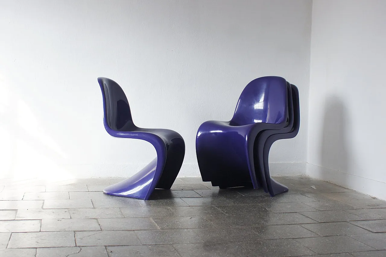 4 Sedie Panton di Verner Panton per Herman Miller/Felhbaum, anni '70 7