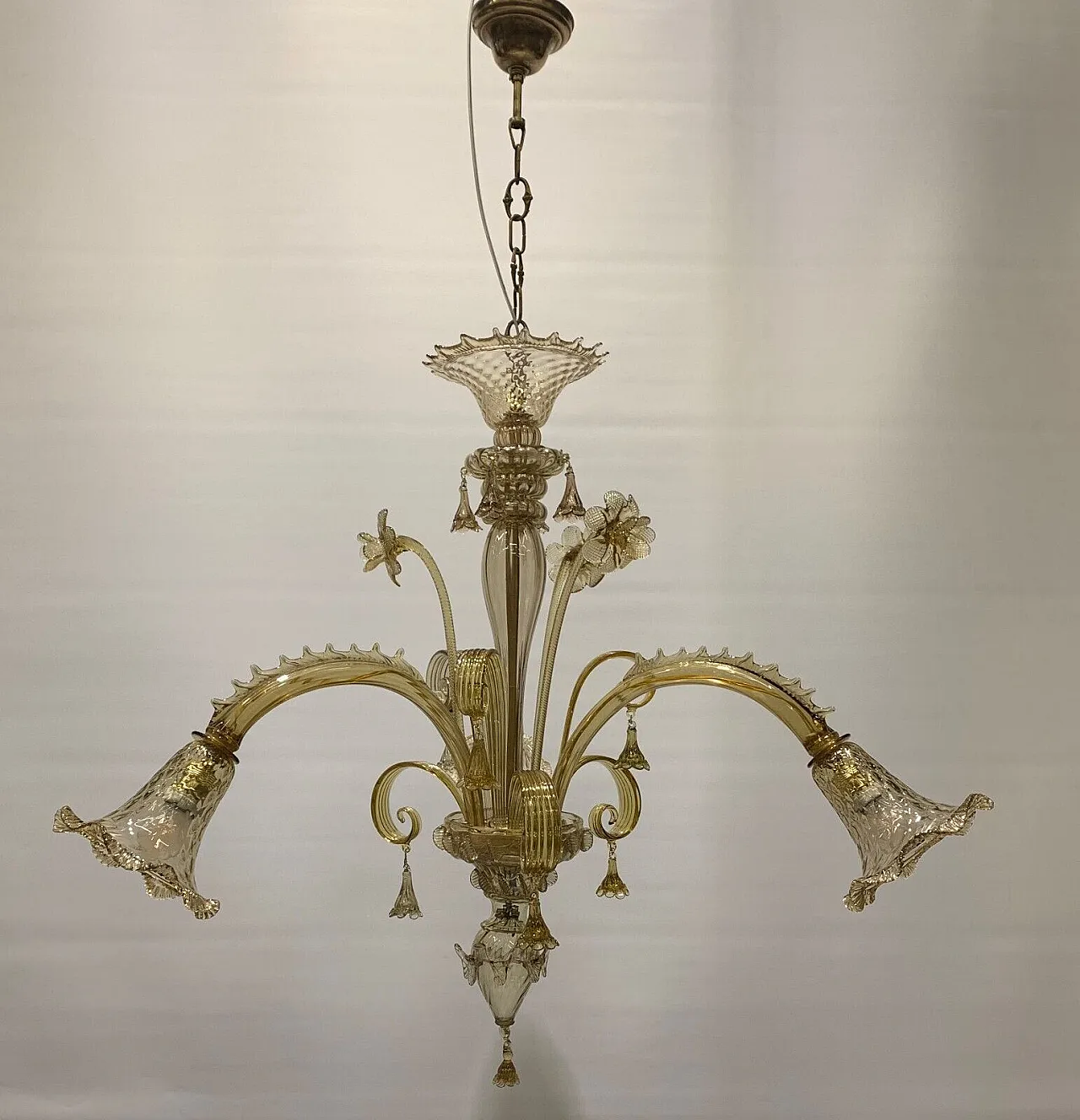 Lampadario in vetro di Murano ambrato attribuito a A.V.E.M., anni '30 7