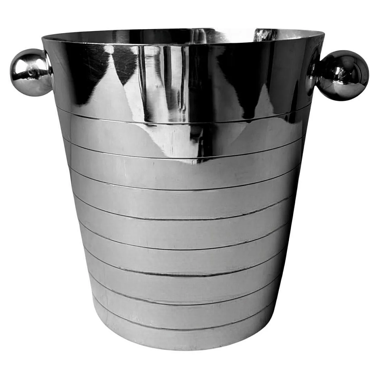 Secchiello da champagne in acciaio inossidabile Art Deco, anni '50 1