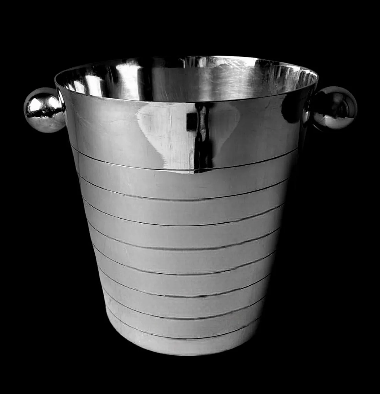 Secchiello da champagne in acciaio inossidabile Art Deco, anni '50 3