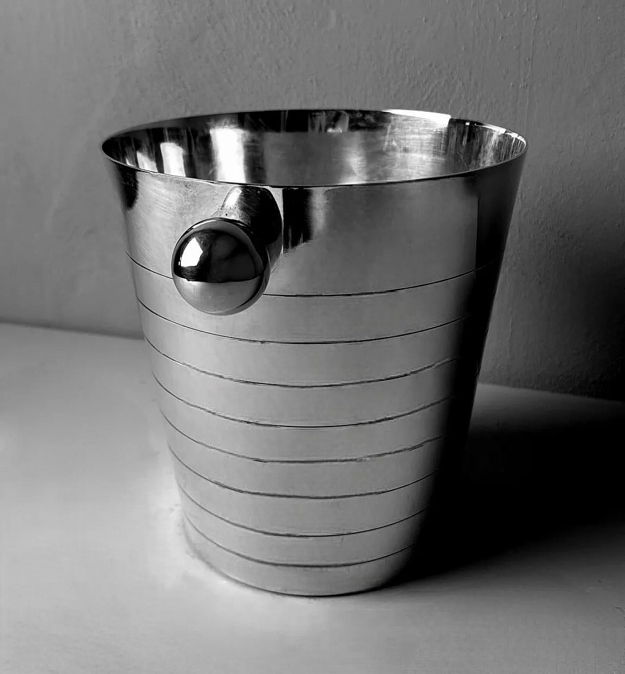 Secchiello da champagne in acciaio inossidabile Art Deco, anni '50 4