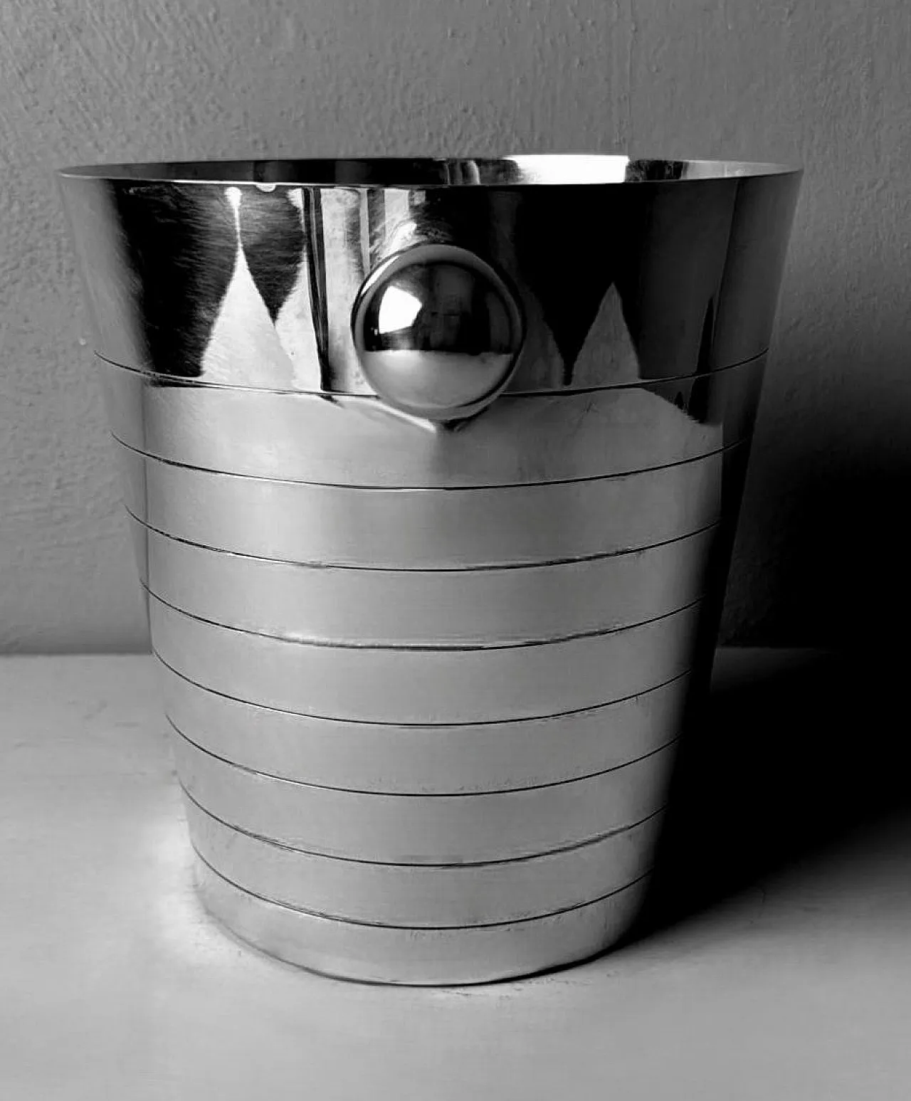 Secchiello da champagne in acciaio inossidabile Art Deco, anni '50 5