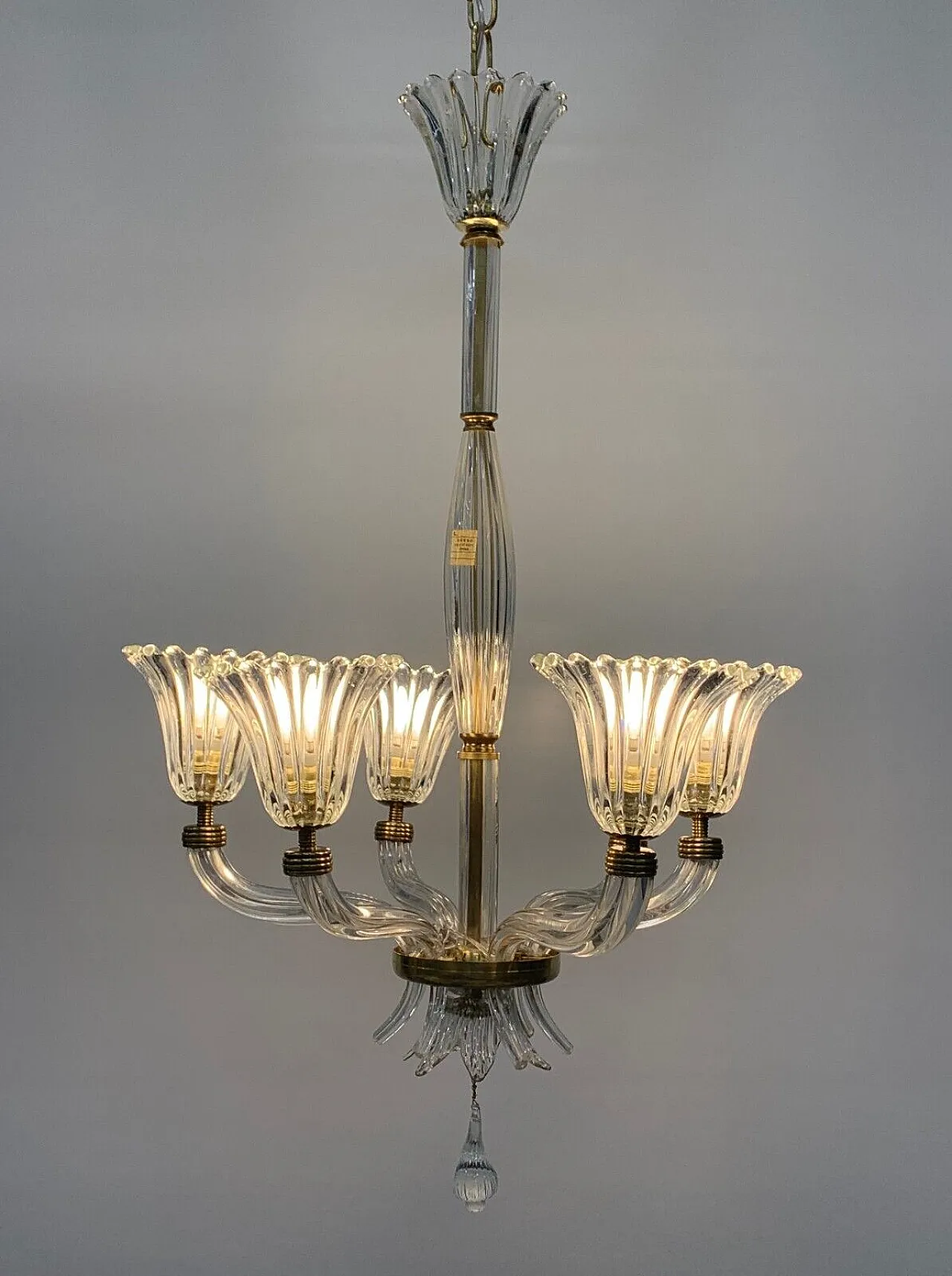 Lampadario in vetro di Seguso, anni '50 1