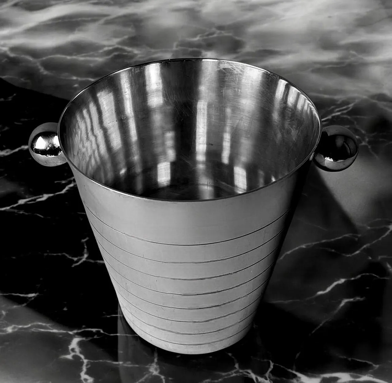 Secchiello da champagne in acciaio inossidabile Art Deco, anni '50 7