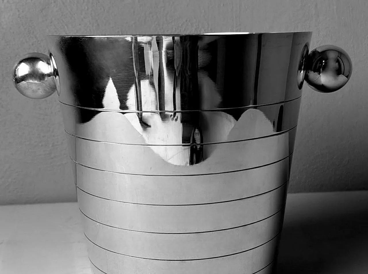 Secchiello da champagne in acciaio inossidabile Art Deco, anni '50 9