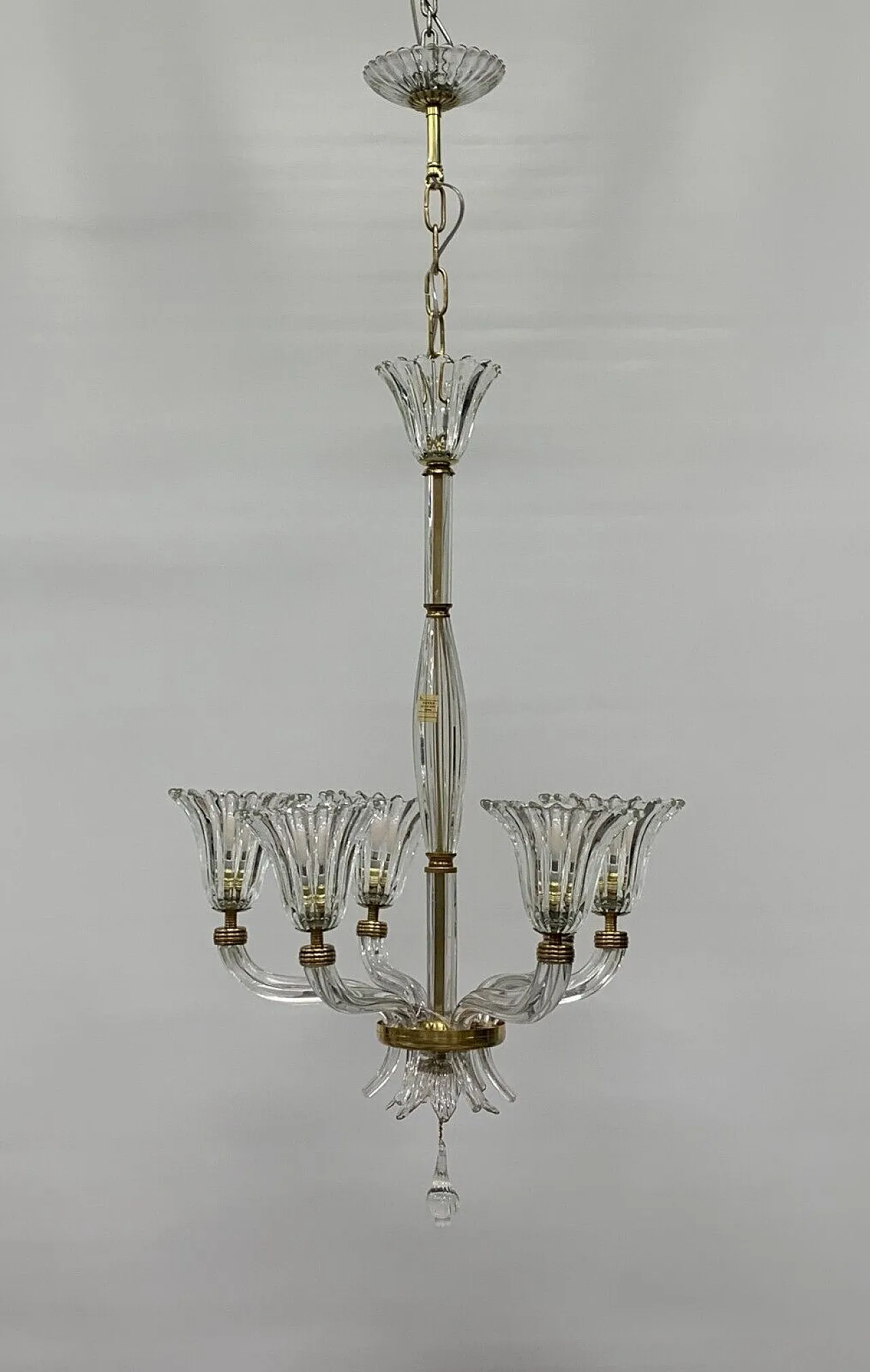 Lampadario in vetro di Seguso, anni '50 3