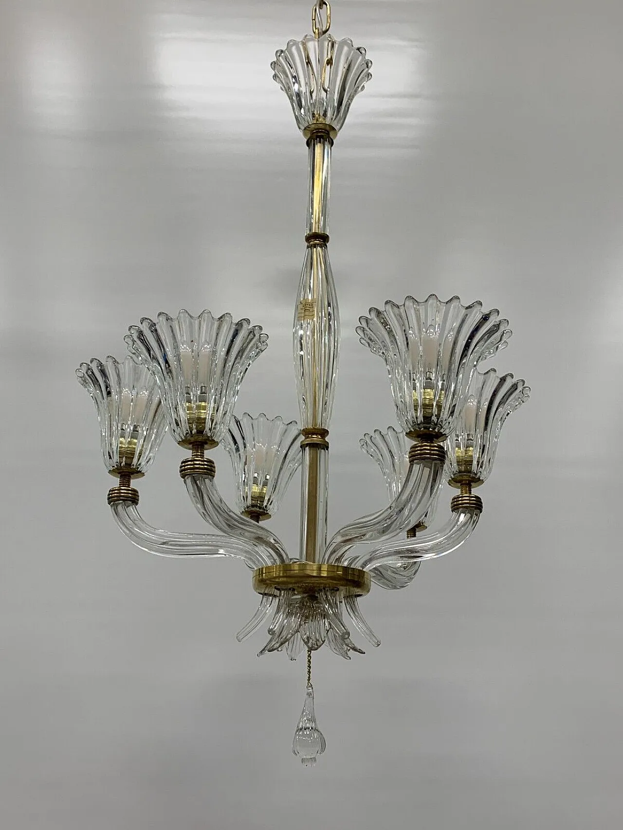 Lampadario in vetro di Seguso, anni '50 4