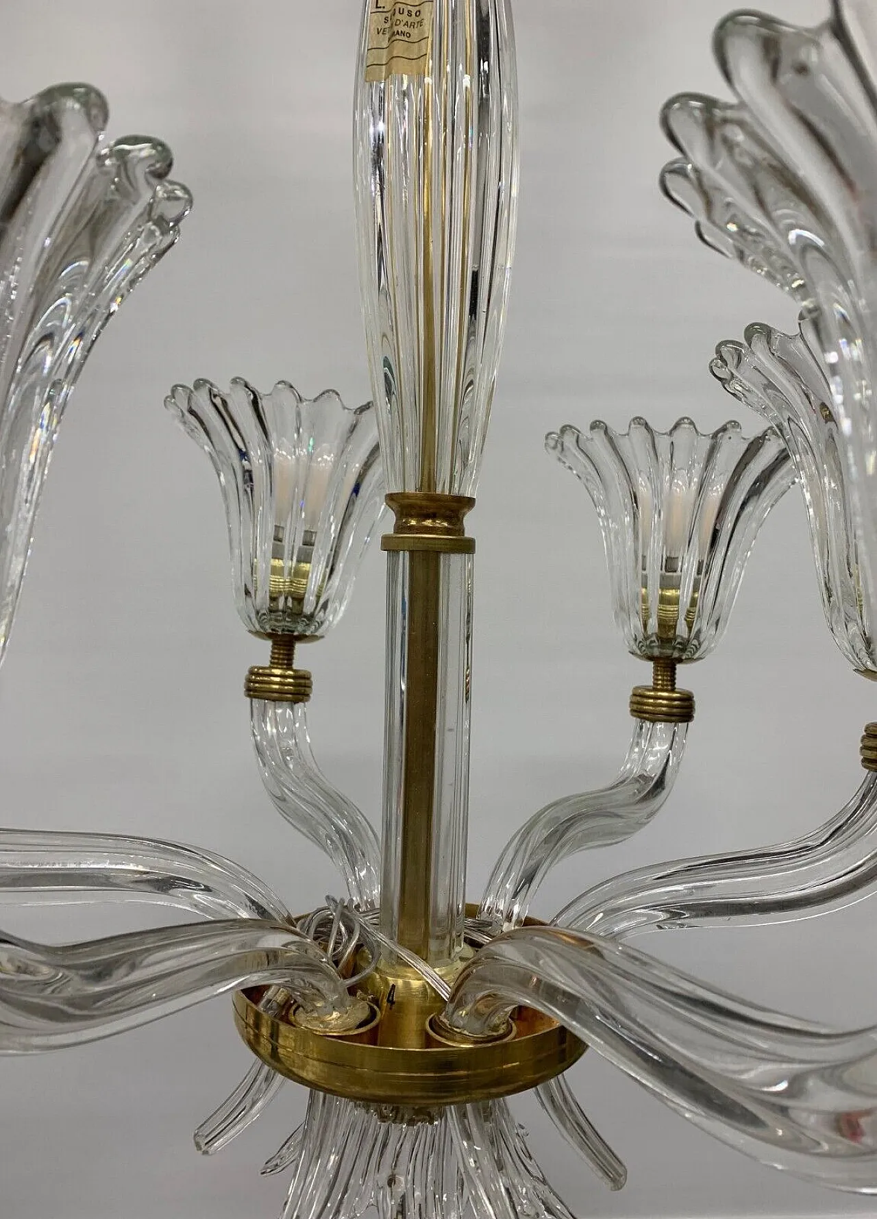 Lampadario in vetro di Seguso, anni '50 6