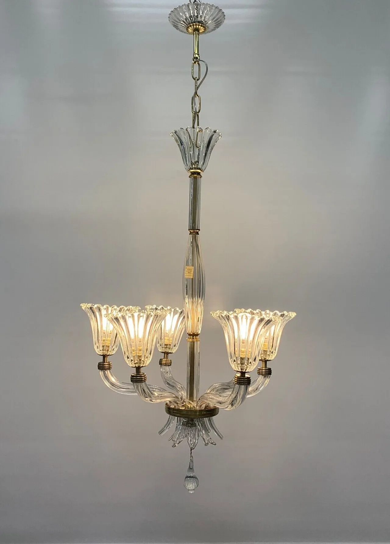 Lampadario in vetro di Seguso, anni '50 7