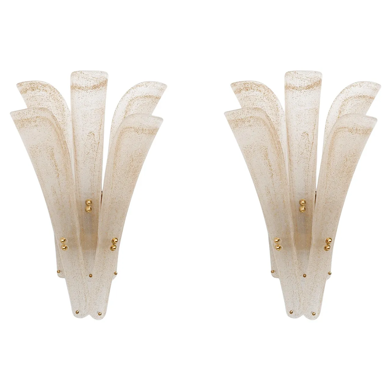 Pair of Murano glass and gold leaf wall sconces, 2000s 1