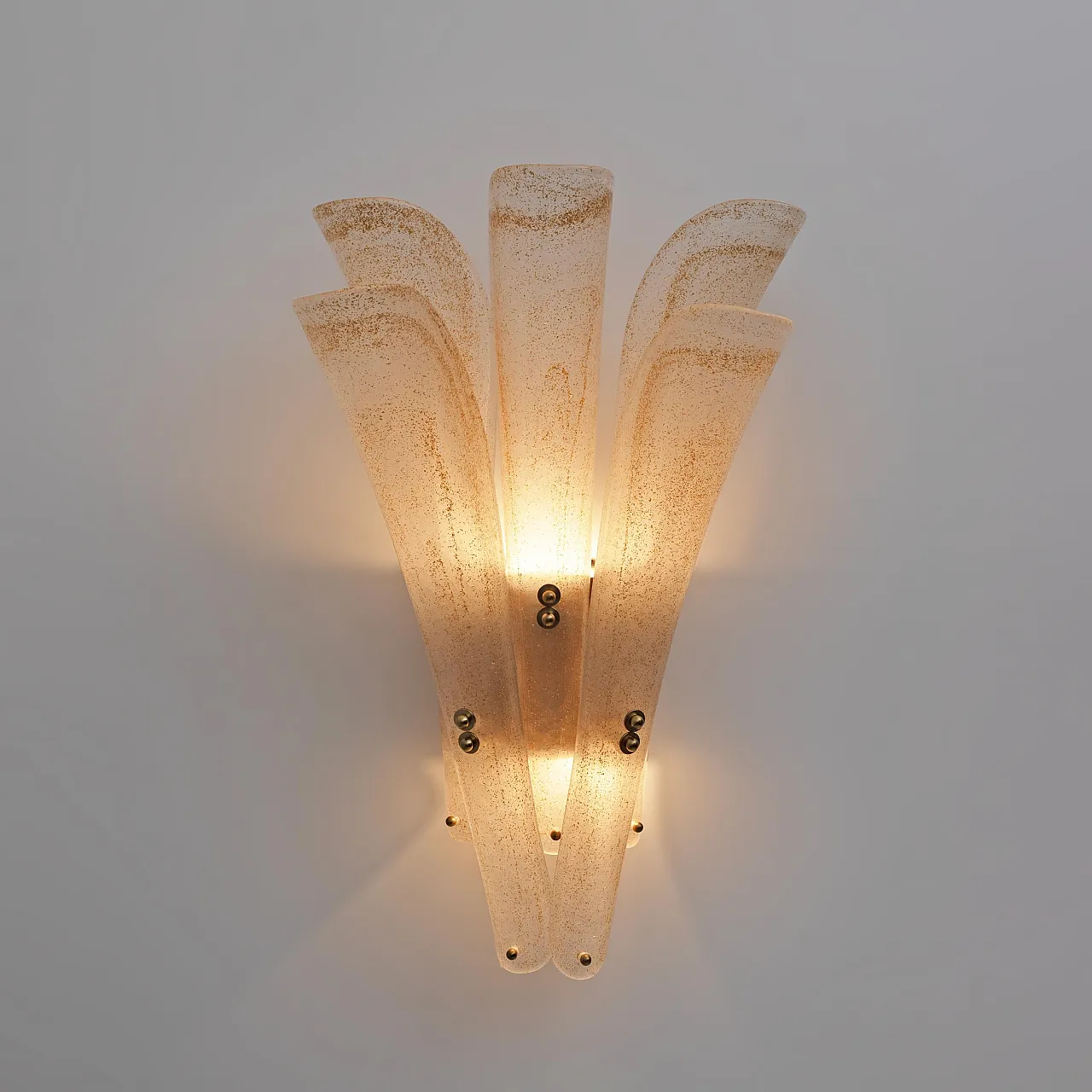 Pair of Murano glass and gold leaf wall sconces, 2000s 3