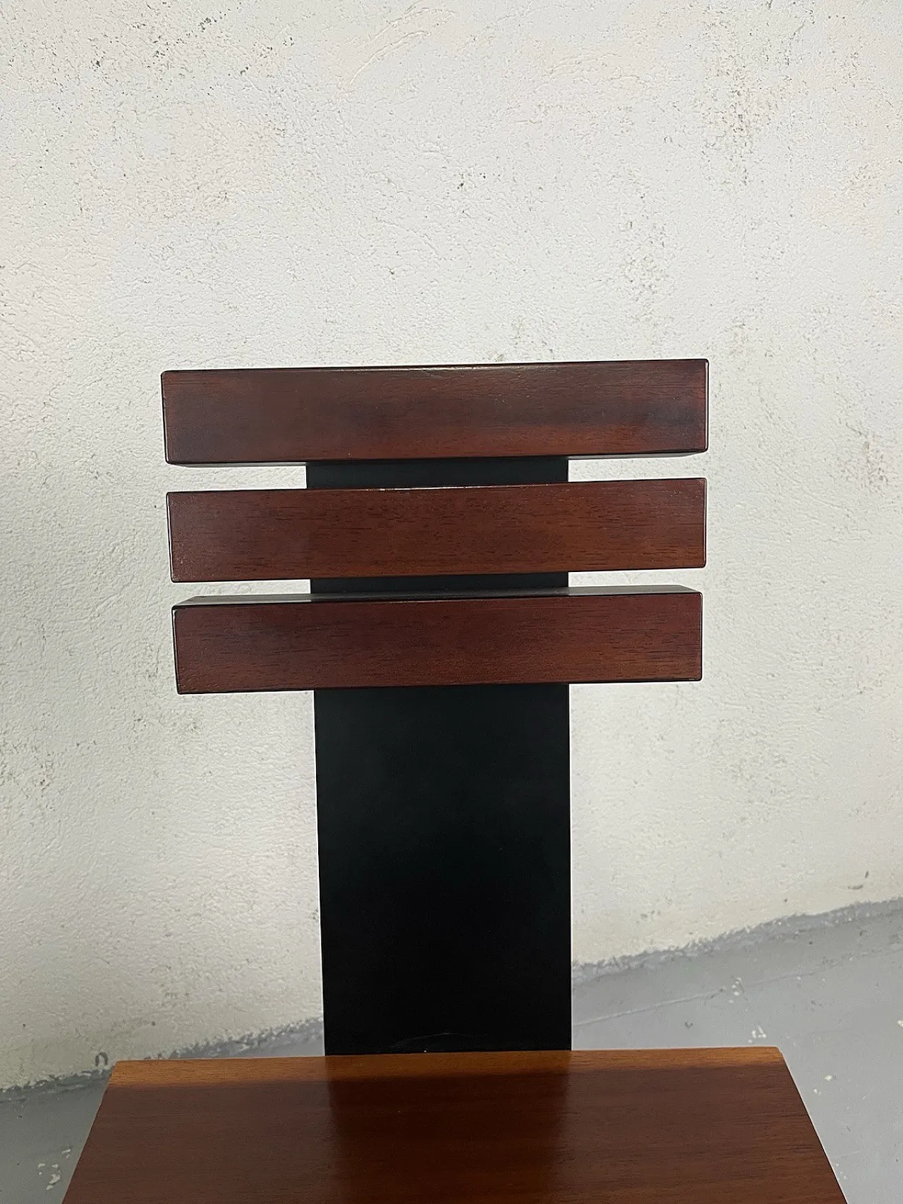 Pair of cubic metal and wood armchairs, 1980s 4