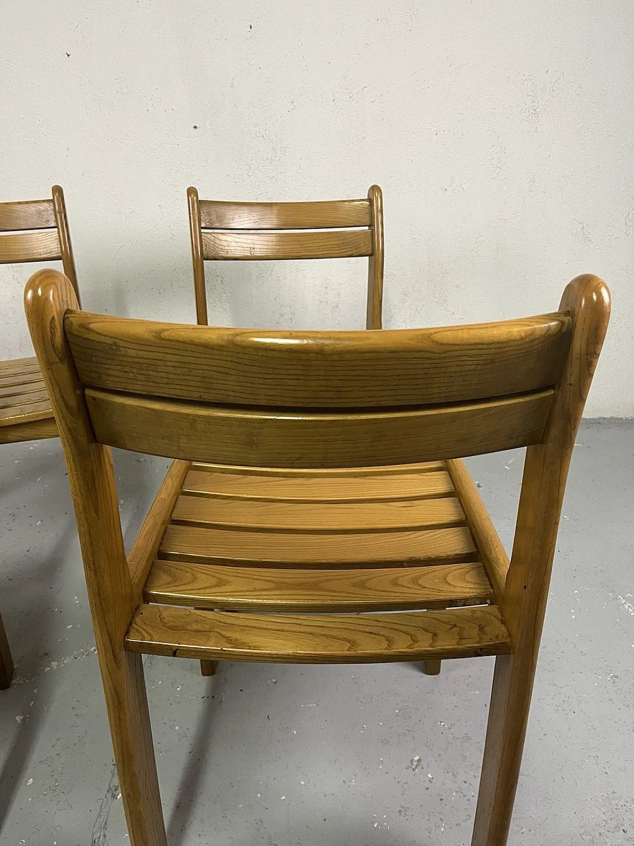 4 Brutalist wooden chairs, 1970s 9