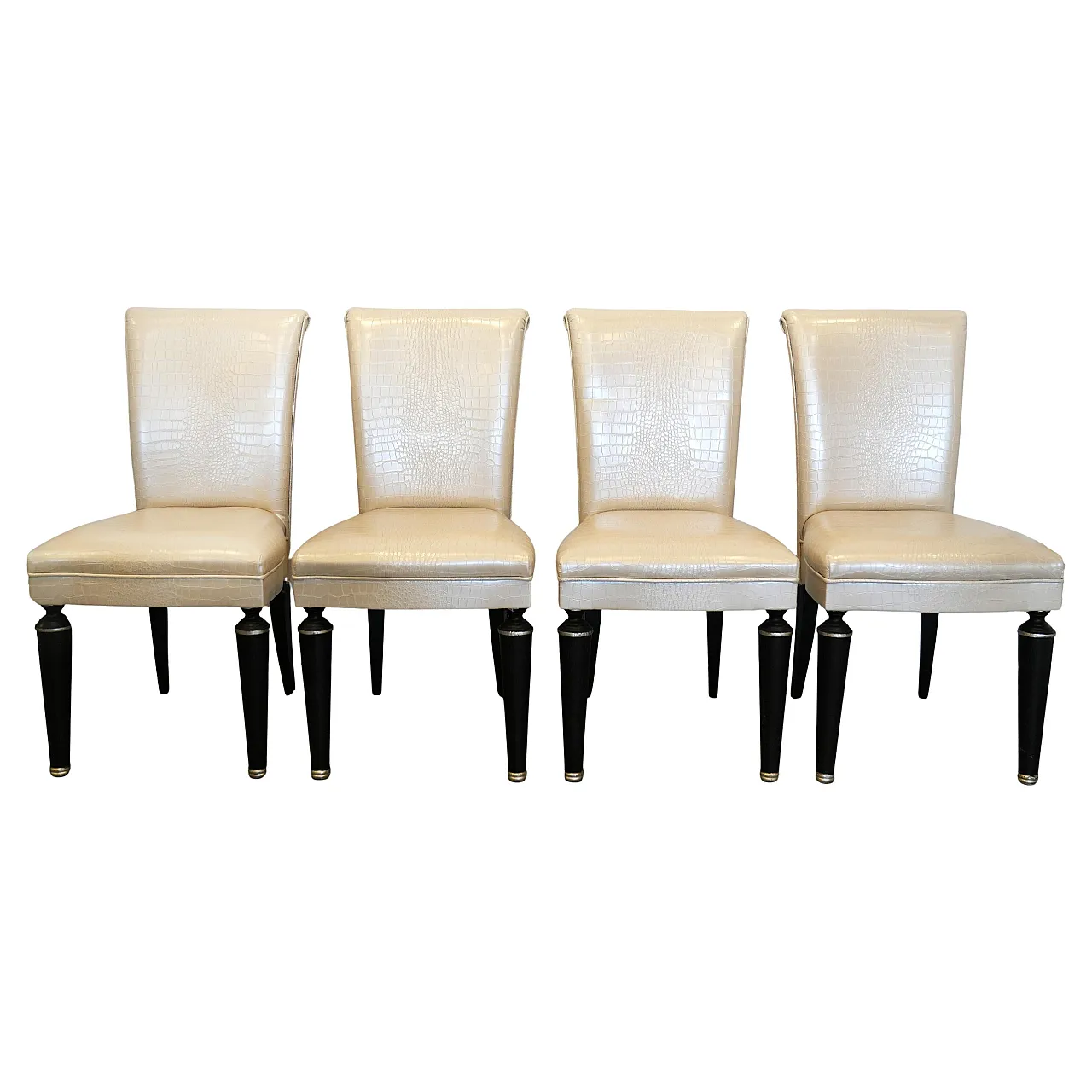4 Transoceanic Faux Leather Dining Chairs, 2000s 1
