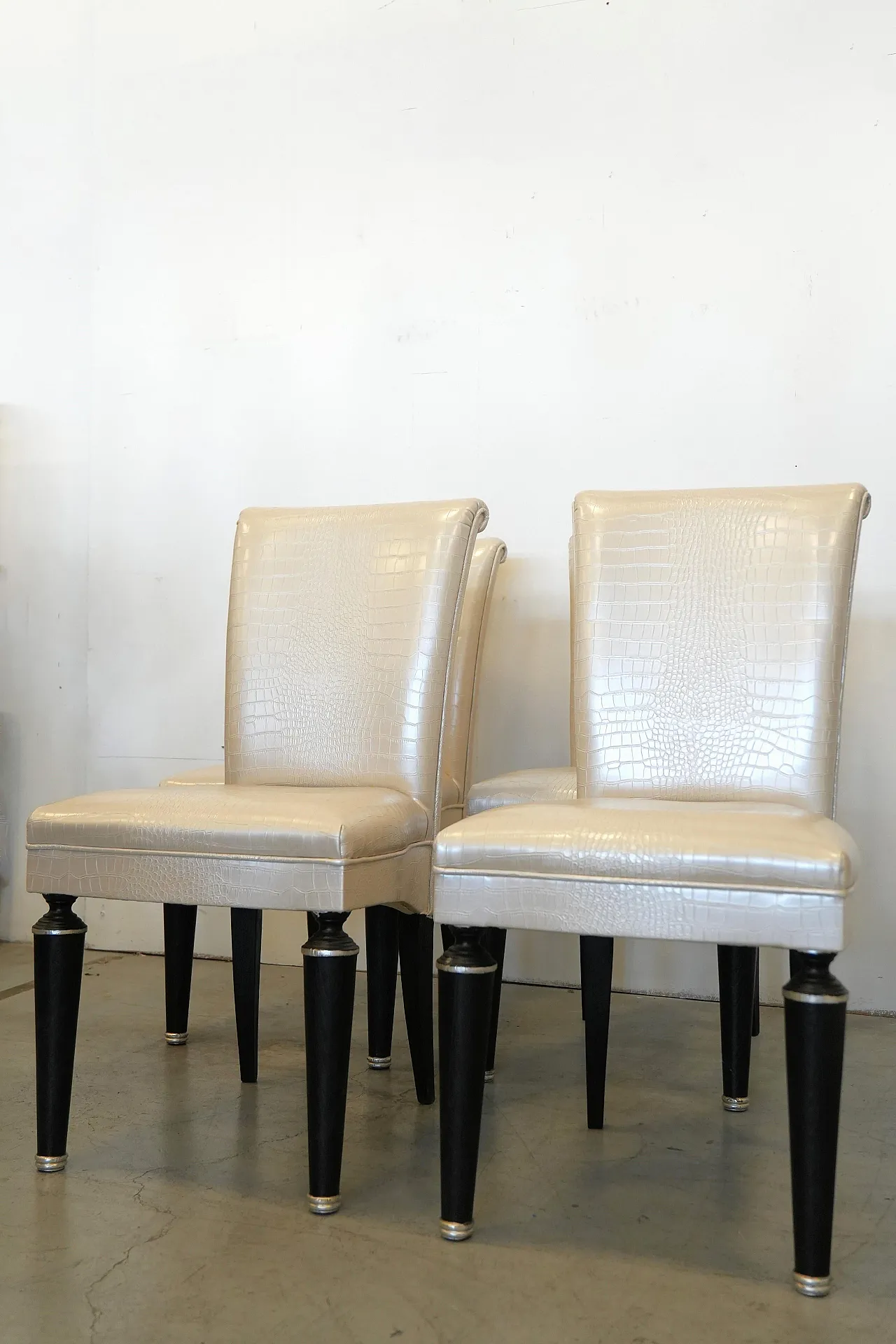 4 Transoceanic Faux Leather Dining Chairs, 2000s 2